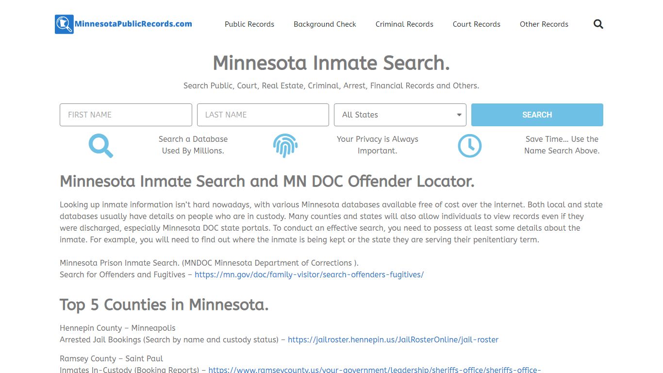 Minnesota Inmate Search And Mn Doc Offender Locator.